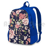 Floral Outdoor Hiking Backpack Beige Roses Vintage