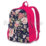 Floral Outdoor Hiking Backpack Beige Roses Vintage