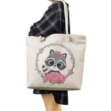 Floral Panda Raccoon Print Handbags Casual Eco Reusable Shopping Bags