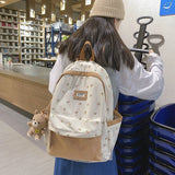Floral Pattern Waterproof Backpack Women's Bag Large Capacity Schoolbag