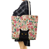Floral Pet Print Tote Bag Women Handbag Reusable Shopping Bag Large
