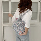 Vintage Floral Print Shoulder Bag Large Capacity Cotton Ladies Purse