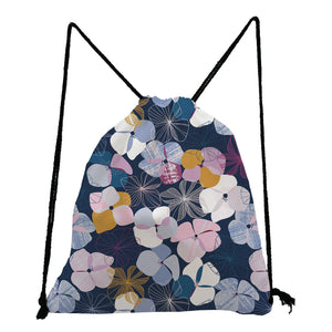 Floral Printed Drawstring Backpack Unisex Gym Bag Eco Reusable Yoga Swim Travel