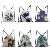 Floral Printed Drawstring Backpack Unisex Gym Bag Eco Reusable Yoga Swim Travel