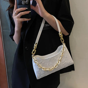 Floral Printed Underarm Bag Chains Shoulder Bag Summer Armpit Handbag