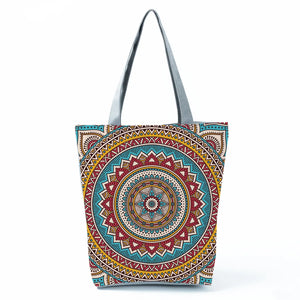 Floral Printed Women Shoulder Bag High Capacity Storage Shopping Bag
