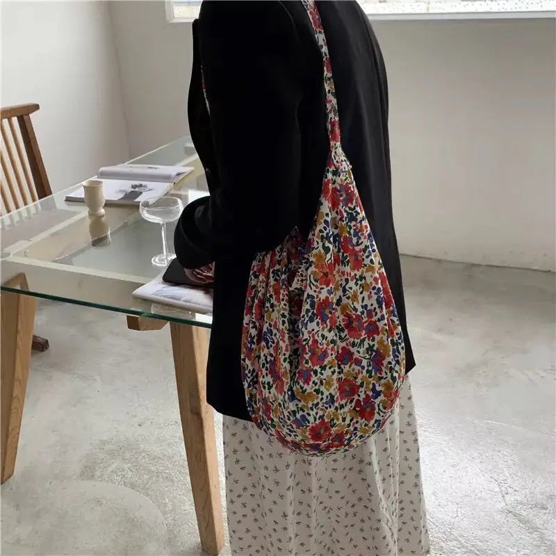 Floral Shoulder Bags Women Large Capacity Eco Friendly Vintage Handbag