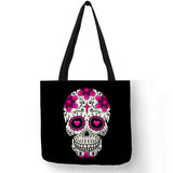 Floral Skull Tote Bag Of the Dead Halloween Handbags For Women Reusable Shopping
