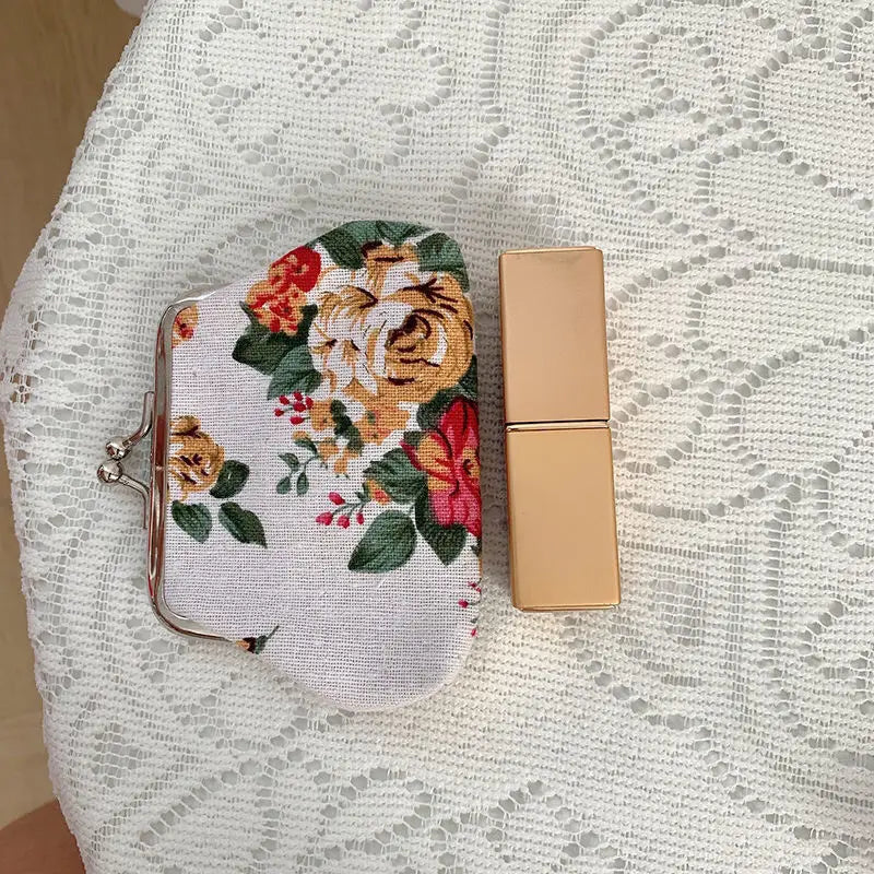 Vintage Floral Canvas Coin Purse Mini Wallet