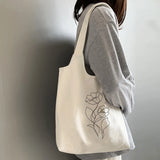 Floral Wild Plant Canvas Shoulder Tote Bag Women Handbags Eco Reusable Shopping