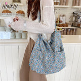 Floral Women Shopping Bag Female Canvas Shoulder Bag Storage Handbag