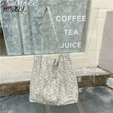 Floral Women Shopping Bag Female Canvas Shoulder Bag Storage Handbag