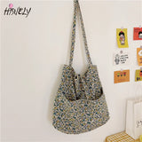 Floral Women Shopping Bag Female Canvas Shoulder Bag Storage Handbag