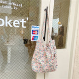 Floral Women Shopping Bag Female Canvas Shoulder Bag Storage Handbag