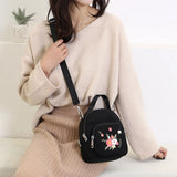 Floral Embroidery Abrasive Fabric Women Bag Female Messenger Totes