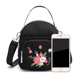 Floral Embroidery Abrasive Fabric Women Bag Female Messenger Totes