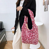 Flower Animal Pattern Shoulder Bag Plush Handbag Winter Vintage