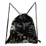 Flower Bird Drawstring Bags Teenager Girls Bookbag Daily Eco Travel