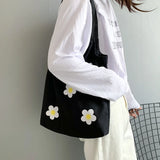 Flower Canvas Women's Bag Shoulder Art Ins Lovely Shopping Tote