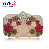 Flower Crystal Evening Clutch Bag Diamonds Chain Handbag