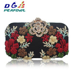 Flower Crystal Evening Clutch Bag Diamonds Chain Handbag