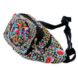 Flower Embroidered Ethnic Waist Bag for Women