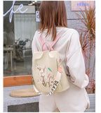 Flower Embroidery Backpack Women Travel Anti-theft School Bags