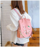 Flower Embroidery Backpack Women Travel Anti-theft School Bags