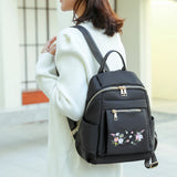 Flower Embroidery Backpack Anti-Theft Shoulder Bags Large Capacity Travel