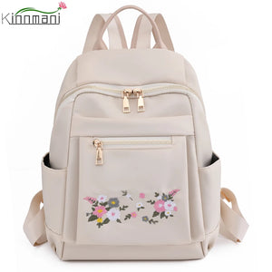 Flower Embroidery Backpack Anti-Theft Shoulder Bags Large Capacity Travel