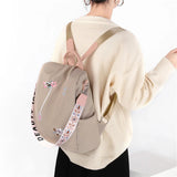 Flower Embroidery Oxford Women Backpack Waterproof School Handbag