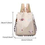 Flower Embroidery Oxford Women Backpack Waterproof School Handbag