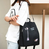 Flower Embroidery Oxford Women Backpack Waterproof School Handbag
