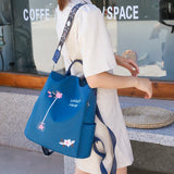 Flower Embroidery Women Backpack Female Daily Travel Bag Schoolbag