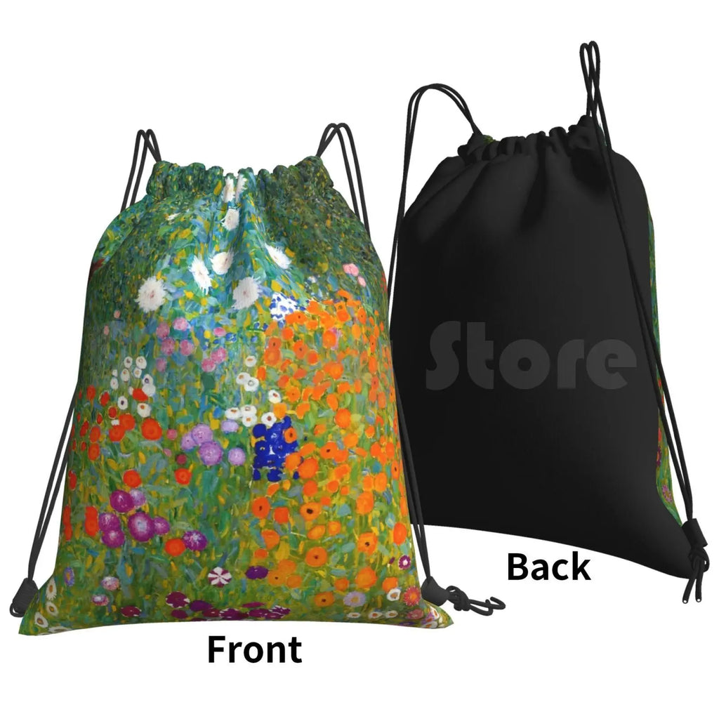 Gustav Klimt Vintage Floral Backpack Gym Bag Waterproof