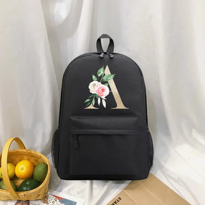 Flower Letter Print Backpack Travel Casual Backpacks Female Shoulder Bag