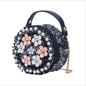 Flower Handbag Floral Shoulder Bags PU Leather Messenger Bag Girls Crossbody Bag