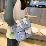 Flower Nylon Shoulder Bag Large Capacity Crossbody for Girls Women