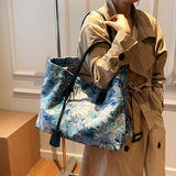 Flower Oil Painting Tote Bag Winter Canvas Women's Handbag