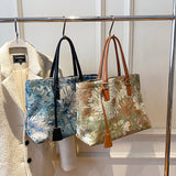 Flower Oil Painting Tote Bag Winter Canvas Women's Handbag