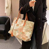 Flower Oil Painting Tote Bag Winter Canvas Women's Handbag