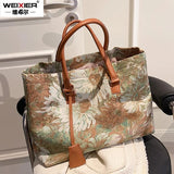Flower Oil Painting Tote Bag Winter Canvas Women's Handbag