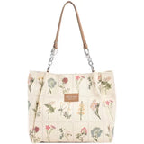 Flower Pattern Canvas Shoulder Bag Large Capacity Female Tote Handbag
