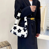 Flower Pattern Printing Shoulder Bag Women Autumn Winter Purse Shoulder Bags