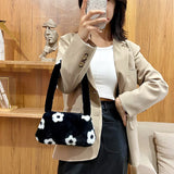 Flower Pattern Printing Shoulder Bag Women Autumn Winter Purse Shoulder Bags