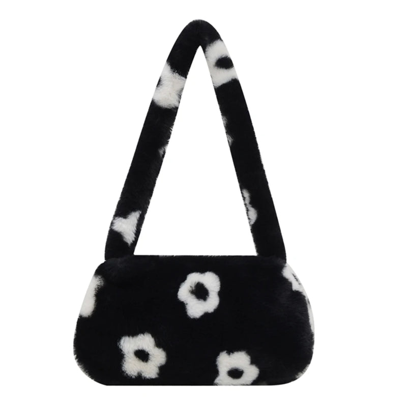 Flower Pattern Printing Shoulder Bag Women Autumn Winter Purse Shoulder Bags