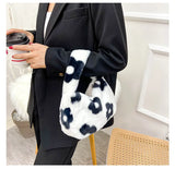 Flower Pattern Shoulder Bag Women Purse College Style Underarm Bag