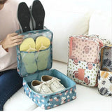Flower Pattern Shoes Storage Bag Travel Slippers Organizer