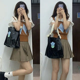 Flower Pattern Women Casual Tote Shoulder Bag Patent Leather Large Purse