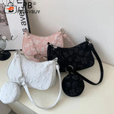 Flower Print Shoulder Crossbody with Round Handle Purse